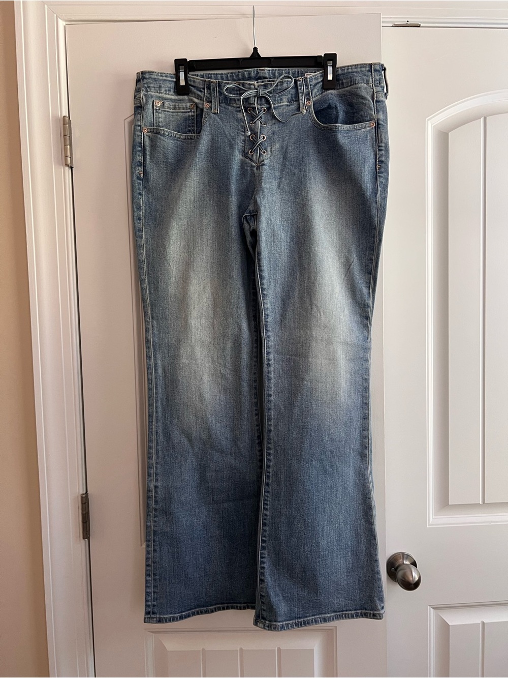 Gap Low Rise Long & Lean Lace-Up Bootcut Jeans Size 14R Waist 32 Medium Wash Y2K